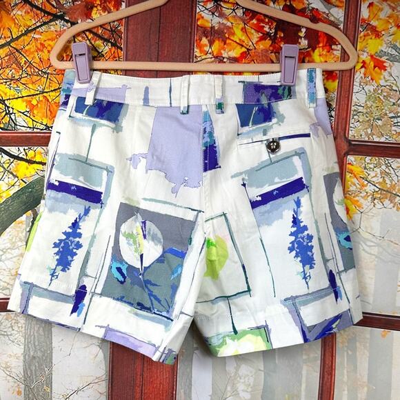 Socapri Khaki Shorts - Ivory with blue/grey print - size 42 Italian= 6 us - Picture 10 of 13